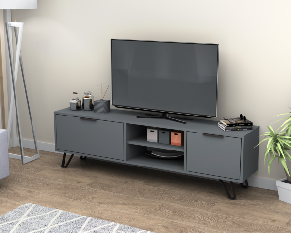 Kaster Tv Ünitesi 170 cm Gri Metal Ayaklı