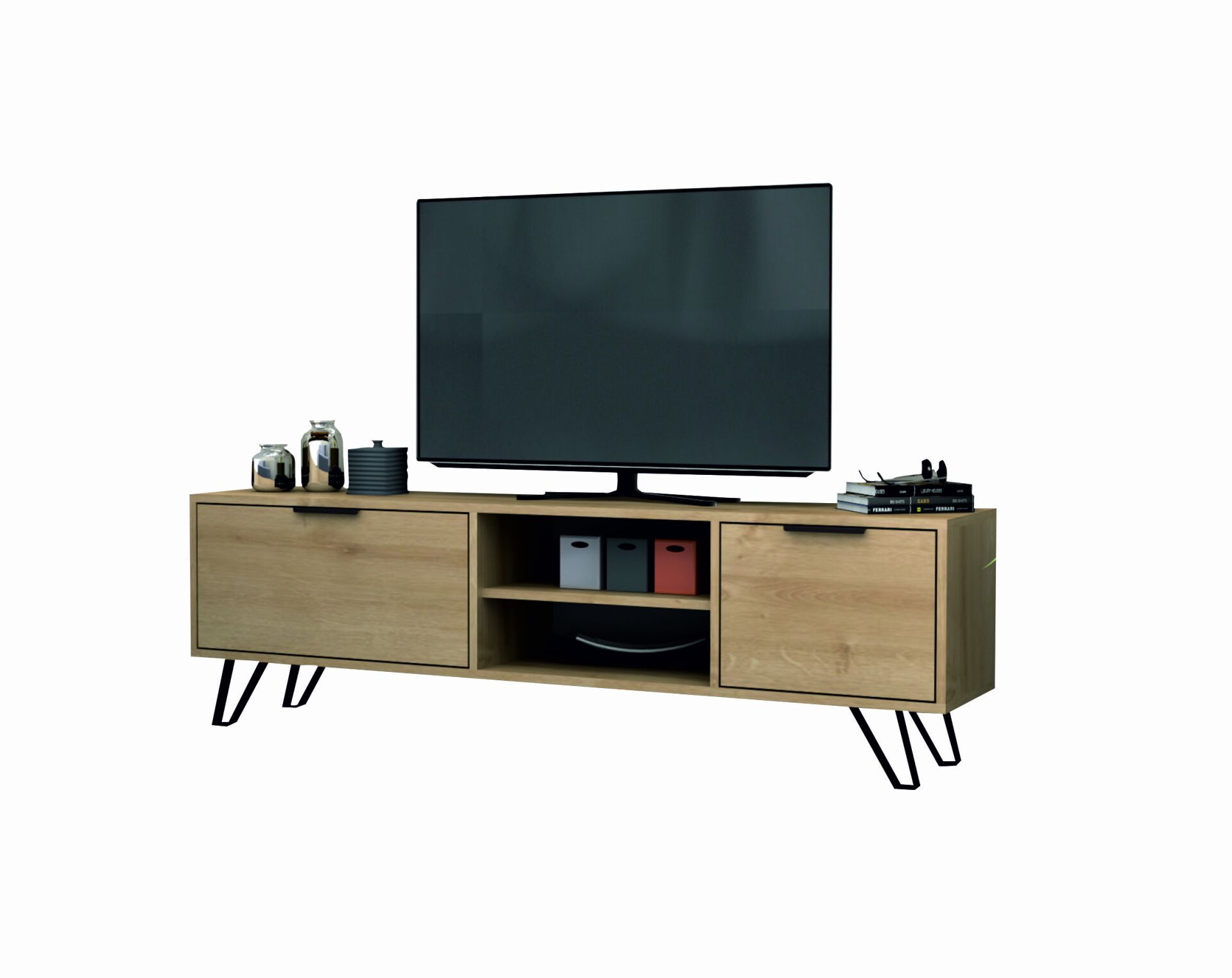 Kaster Tv Ünitesi 170 cm Meşe Metal Ayaklı
