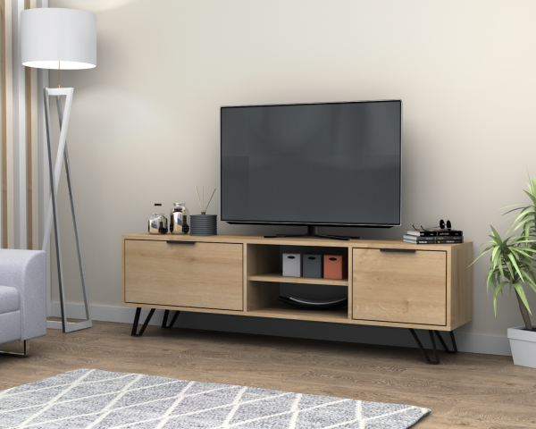 Kaster Tv Ünitesi 170 cm Meşe Metal Ayaklı