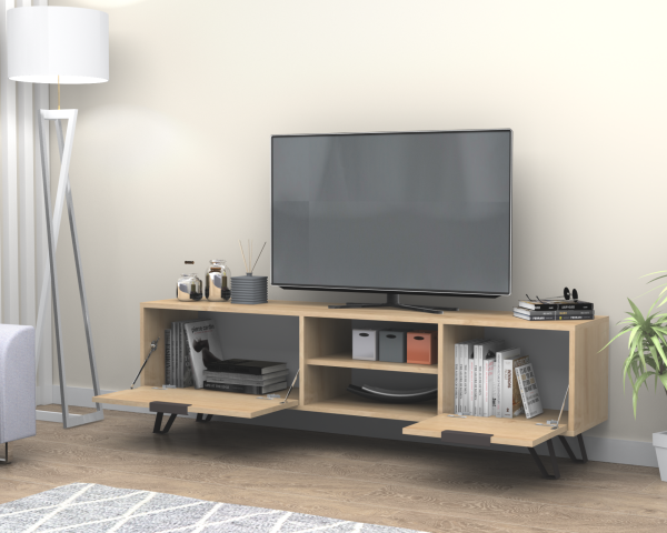 Kaster Tv Ünitesi 170 cm Meşe Metal Ayaklı