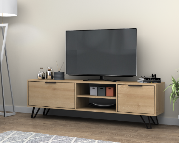 Kaster Tv Ünitesi 170 cm Meşe Metal Ayaklı