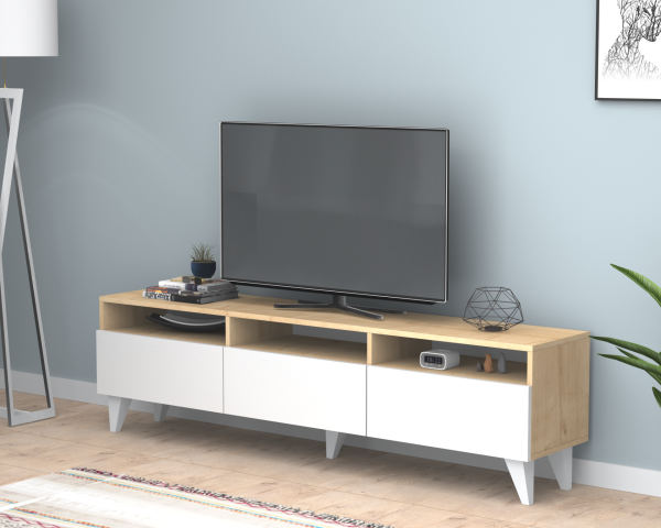 Deluxe Tv Ünitesi 180 cm Meşe Beyaz