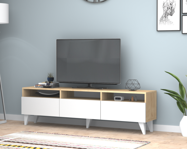 Deluxe Tv Ünitesi 180 cm Meşe Beyaz