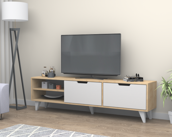 Volge Tv Ünitesi 180 cm Meşe Beyaz