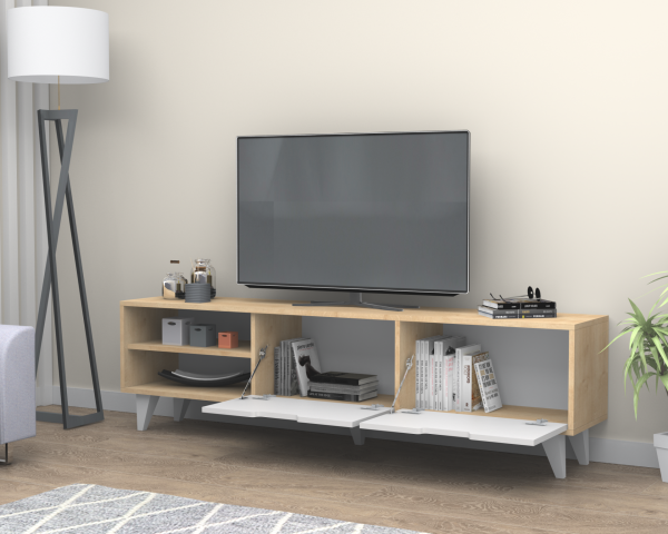 Volge Tv Ünitesi 180 cm Meşe Beyaz