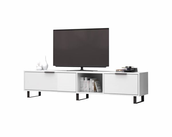 Zenon Tv Ünitesi 180 cm Beyaz Metal Ayaklı