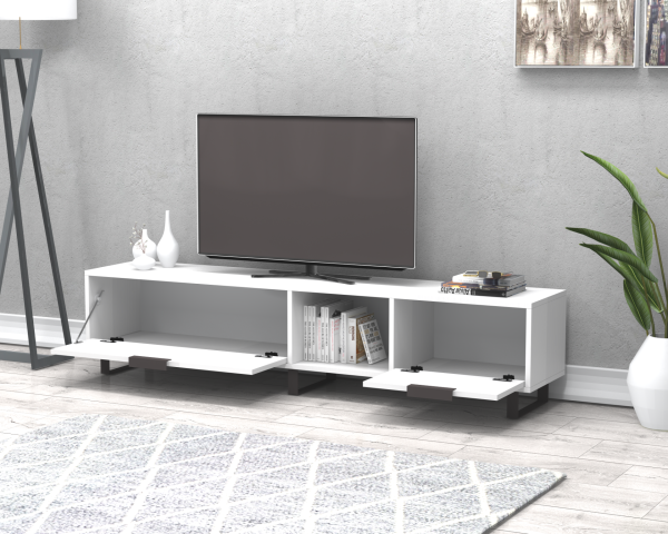 Zenon Tv Ünitesi 180 cm Beyaz Metal Ayaklı