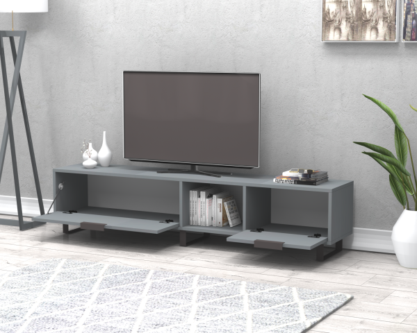 Zenon Tv Ünitesi 180 cm Koyu Gri Metal Ayaklı