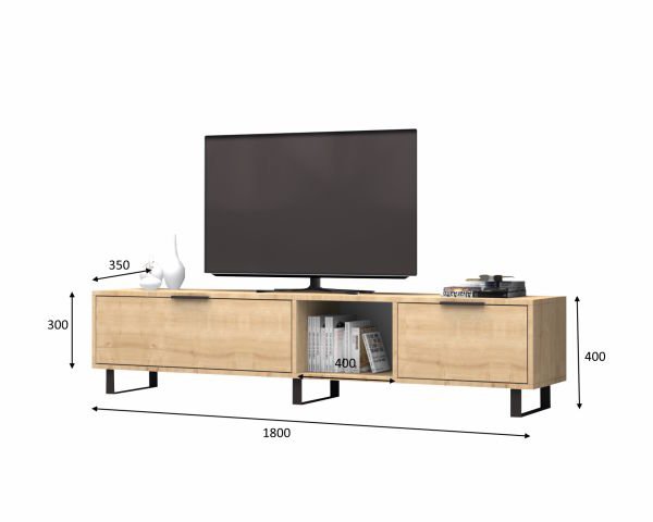 Zenon Tv Ünitesi 180 cm Meşe Metal Ayaklı