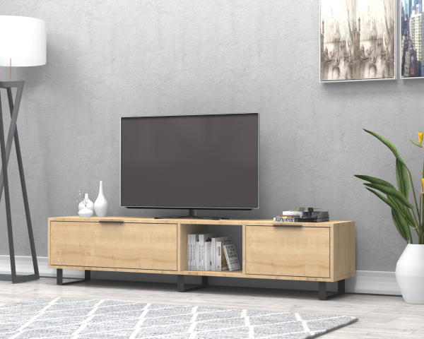 Zenon Tv Ünitesi 180 cm Meşe Metal Ayaklı