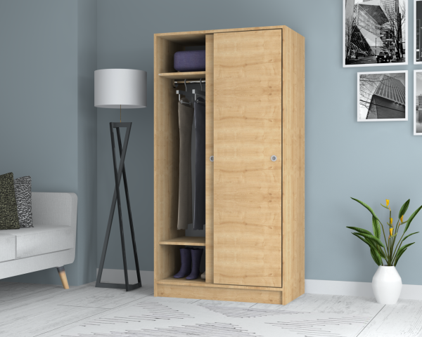 Mento Sürgülü  Gardırop 94cm Meşe Derinlik 52cm