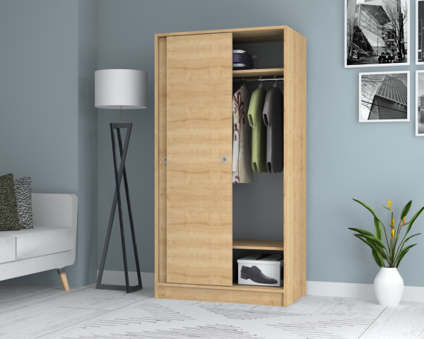 Mento Sürgülü  Gardırop 94cm Meşe Derinlik 52cm
