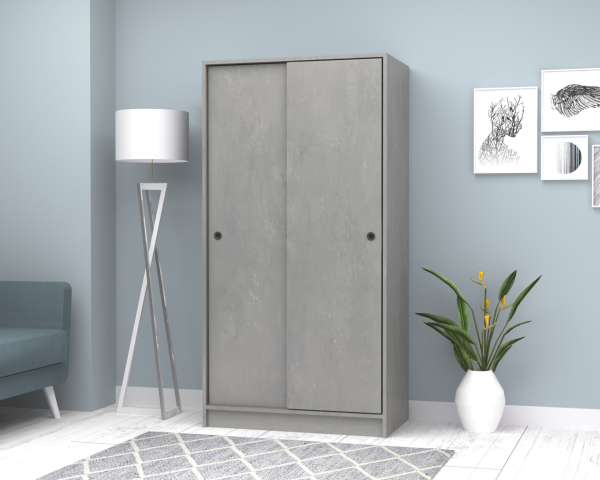 Mento Sürgülü  Gardırop 94cm Beton Gri Derinlik 52cm