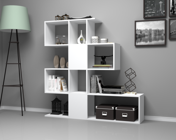 Dmodül Aktif Dekoratif Kitaplık 145 cm Beyaz