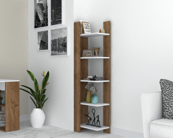 Dmodül Rio Dekoratif Kitaplık 45 cm Ceviz Beyaz