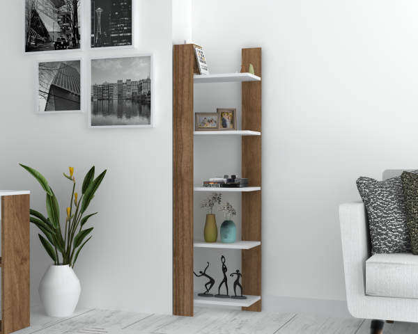 Dmodül Rio Dekoratif Kitaplık 45 cm Ceviz Beyaz