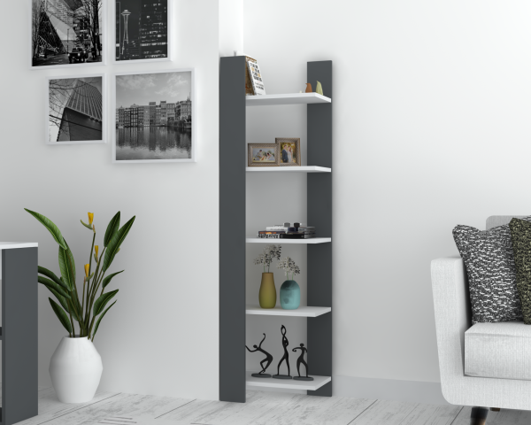 Dmodül Rio Dekoratif Kitaplık 45 cm Gri Beyaz