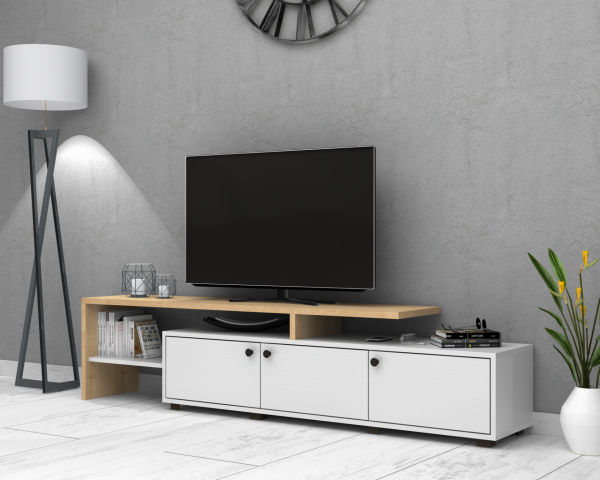 Kant Tv Ünitesi 197 cm Meşe Beyaz