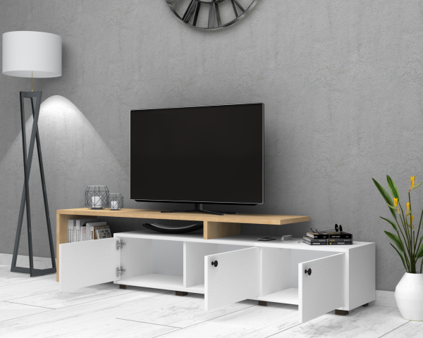 Kant Tv Ünitesi 197 cm Meşe Beyaz