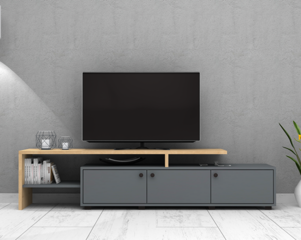Kant Tv Ünitesi 197 cm Gri Meşe