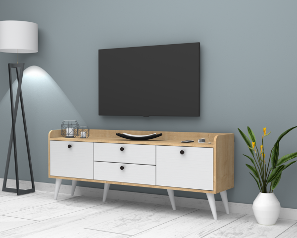 Karmen Tv Ünitesi 160 cm Meşe Beyaz