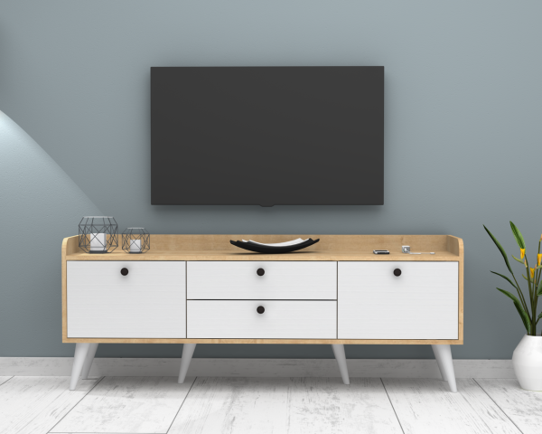 Karmen Tv Ünitesi 160 cm Meşe Beyaz