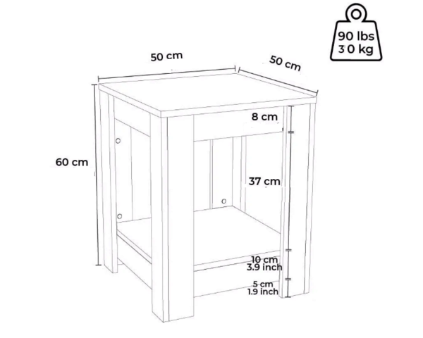 Dmodül Rio Sehpa 50cm Meşe Beyaz