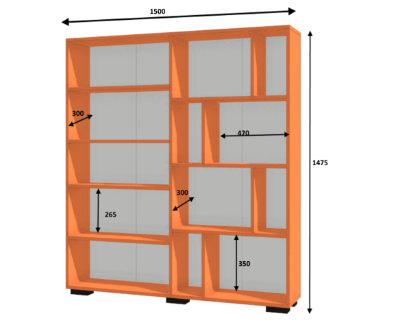 Dmodül House Kapaklı Raflı Kitaplık 150 cm