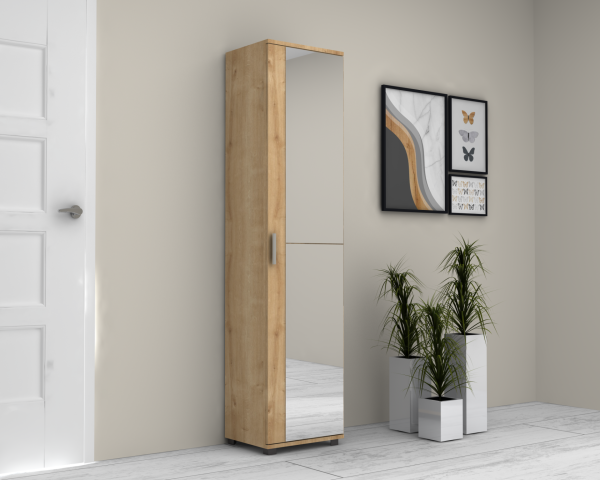 Rodex Aynalı Çok Amaçlı Dolap 45cm Meşe