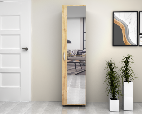 Rodex Aynalı Çok Amaçlı Dolap 45cm Meşe