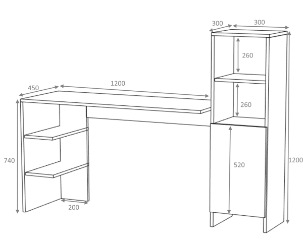 Dmodül Aras Çalışma Masası Kitaplıklı 150 cm