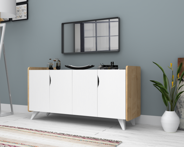 Dmodül Noon Konsol Çok Amaçlı Dolap Meşe Beyaz 140 cm