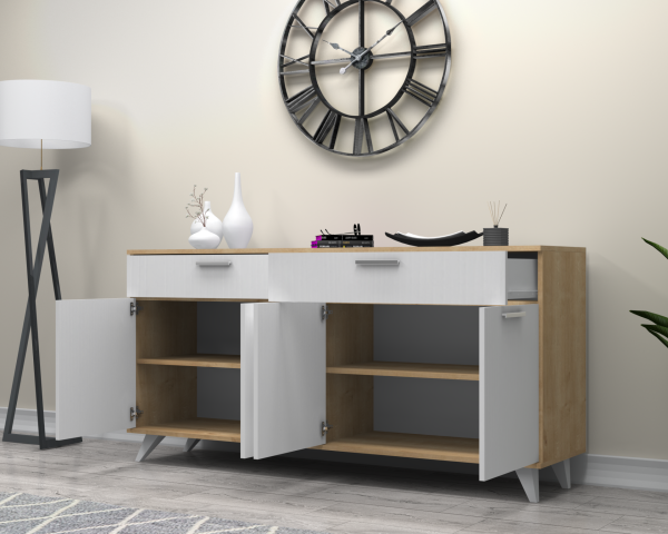 Dmodül Viven Konsol Çok Amaçlı Dolap  180 cm Meşe Beyaz