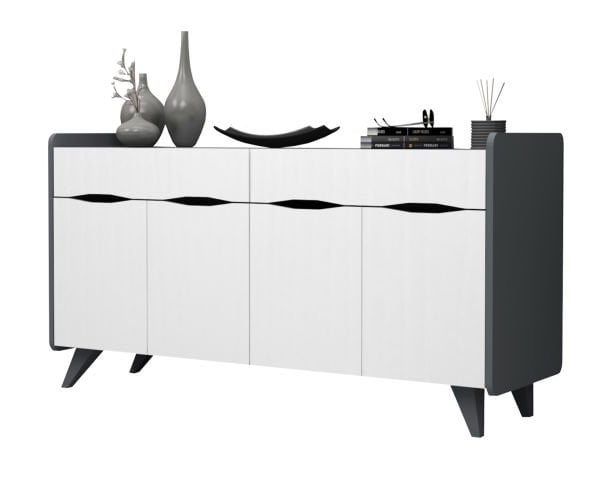 Dmodül Sıla Konsol Çok Amaçlı Dolap Gri Beyaz 140 cm