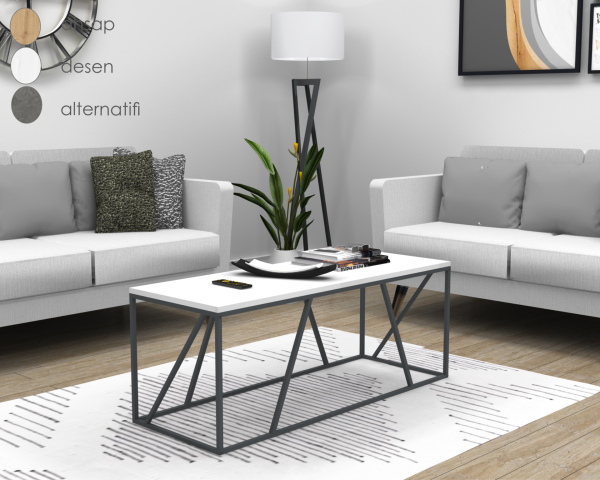 Dream Metal Ayaklı Orta Sehpa 120cm Beyaz