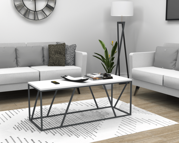 Dream Metal Ayaklı Orta Sehpa 120cm Beyaz