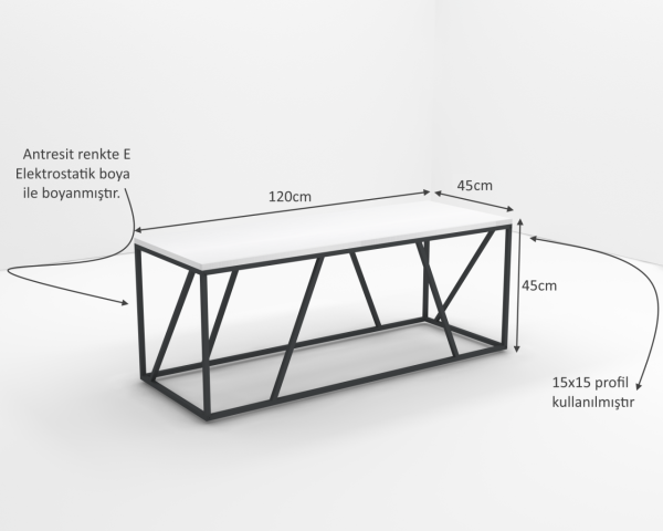 Dream Metal Ayaklı Orta Sehpa 120cm Beyaz
