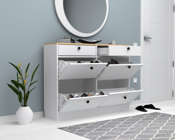 Dmodül Mod Ayakkabılık 120 cm Beyaz Derinlik 30cm