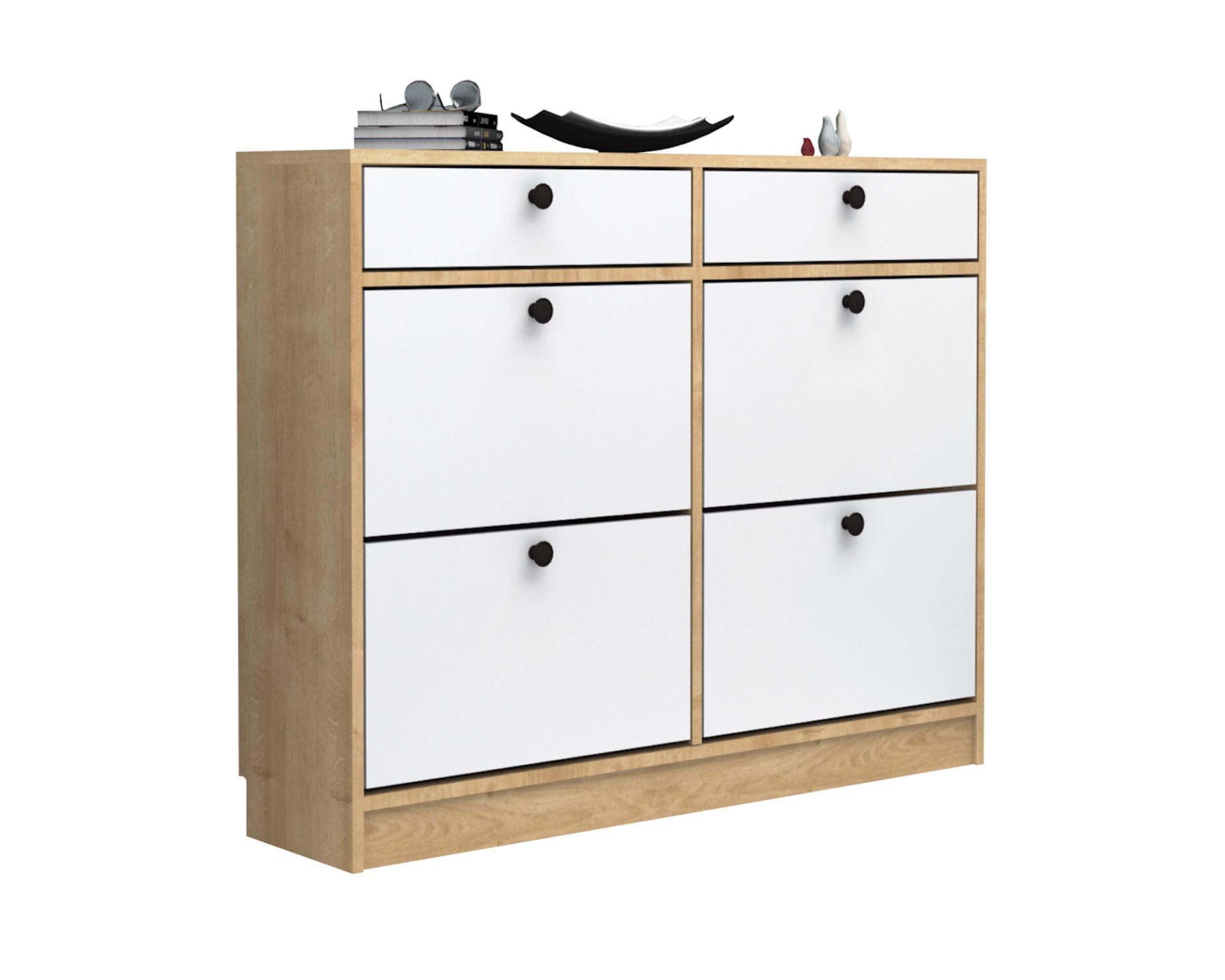 Dmodül Mod Ayakkabılık 120 cm Meşe Beyaz Derinlik 30cm