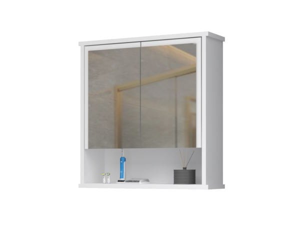 Carmen 62cm Aynalı Banyo Üst Dolabı Beyaz