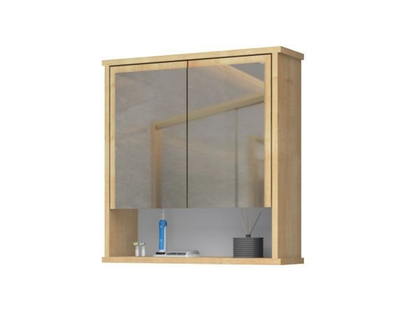 Carmen 62cm Aynalı Banyo Üst Dolabı Meşe