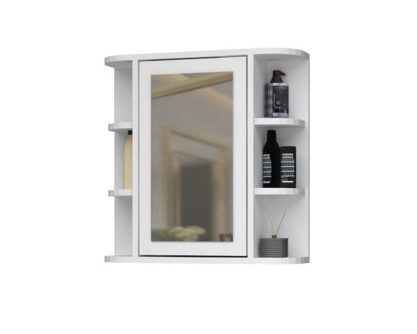 Zeus 65cm Aynalı Banyo Üst Dolabı Beyaz