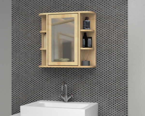 Zeus 65cm Aynalı Banyo Üst Dolabı Meşe