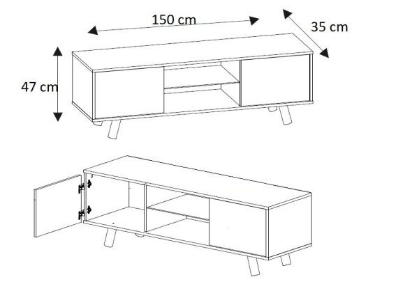 Dmodül Pronto Led Aydınlatmalı Meşe Tv Ünitesi 150 cm