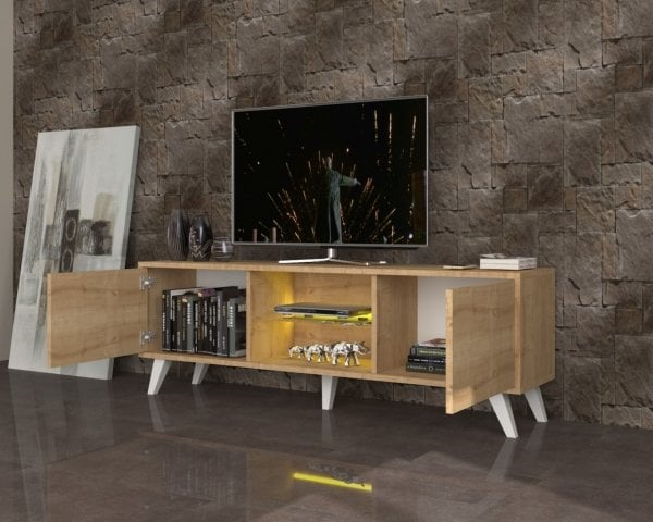 Dmodül Pronto Led Aydınlatmalı Meşe Tv Ünitesi 150 cm
