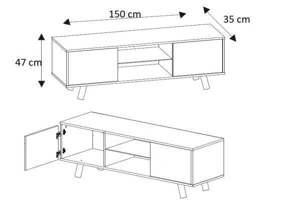 Dmodül Pronto Led Aydınlatmalı Tv Ünitesi 150 cm Beyaz