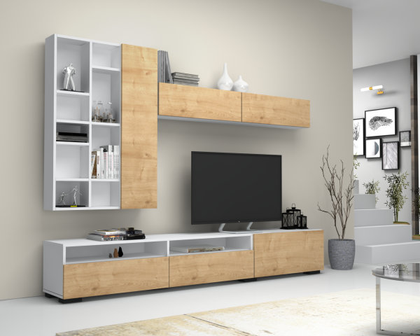 Dmodül Lack 270 cm Duvar Ünitesi Beyaz Meşe