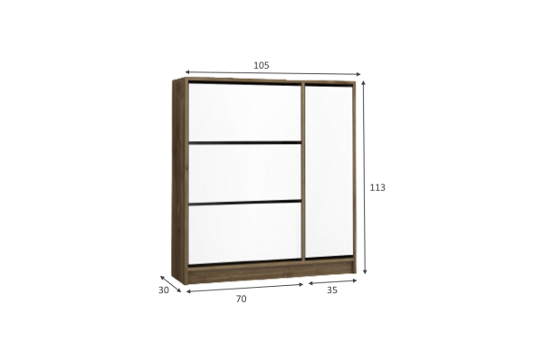 Dmodül Mod Ayakkabılık 105 cm Ceviz Beyaz Derinlik 30cm