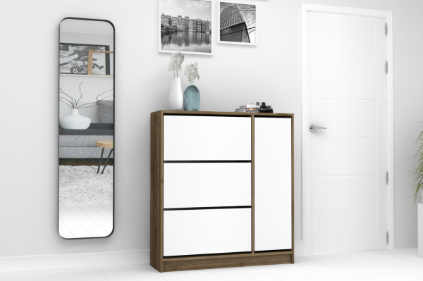 Dmodül Mod Ayakkabılık 105 cm Ceviz Beyaz Derinlik 30cm