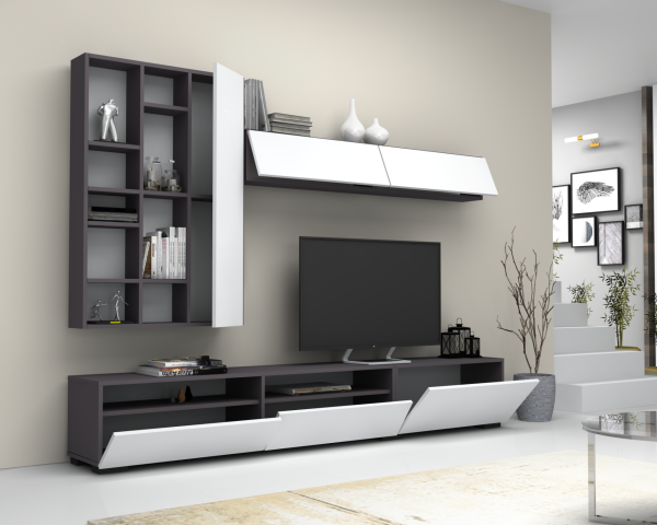 Dmodül Lack 270 cm Duvar Ünitesi Beyaz Gri